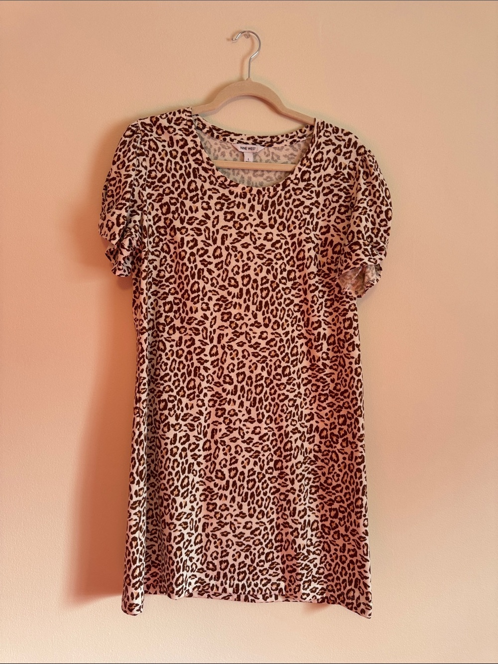 Nine West Pink Leopard Print Casual Dress